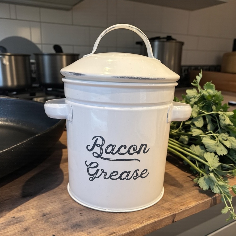 White Bacon Grease Container